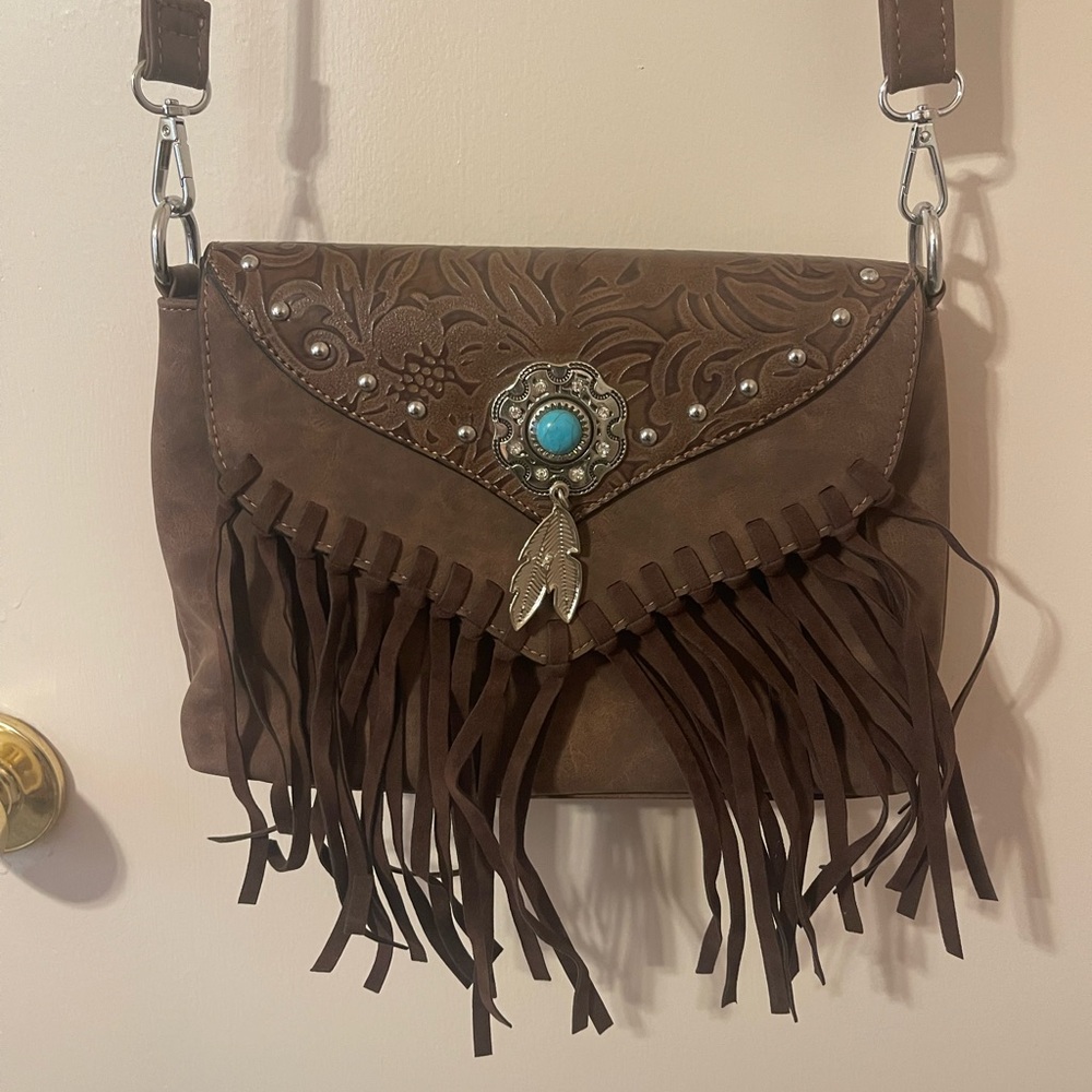 Brown Fringe Crossbody Bag Western charm purse